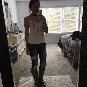 Blush pink flounce top